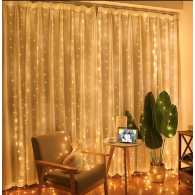 Світлодіодна гірлянда-штора LED Light SF-19 (3×2 м, тепле світло, USB + пульт) - Функціональність без переплат
