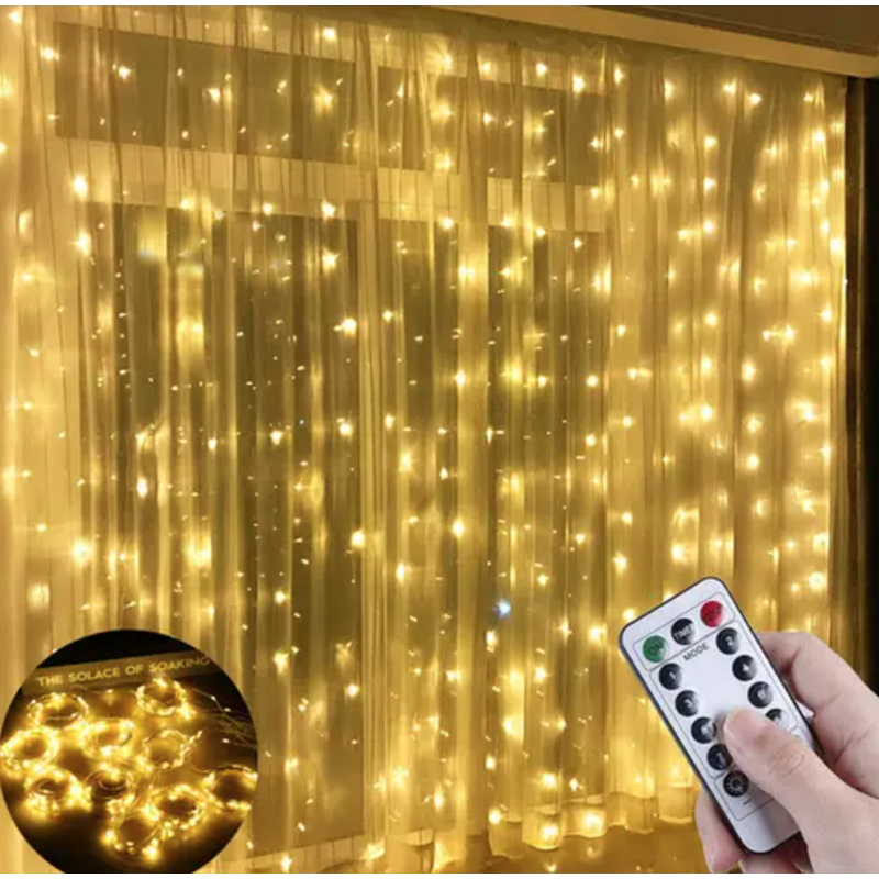 Світлодіодна гірлянда-штора LED Light SF-19 (3×2 м, тепле світло, USB + пульт) - Функціональність без переплат