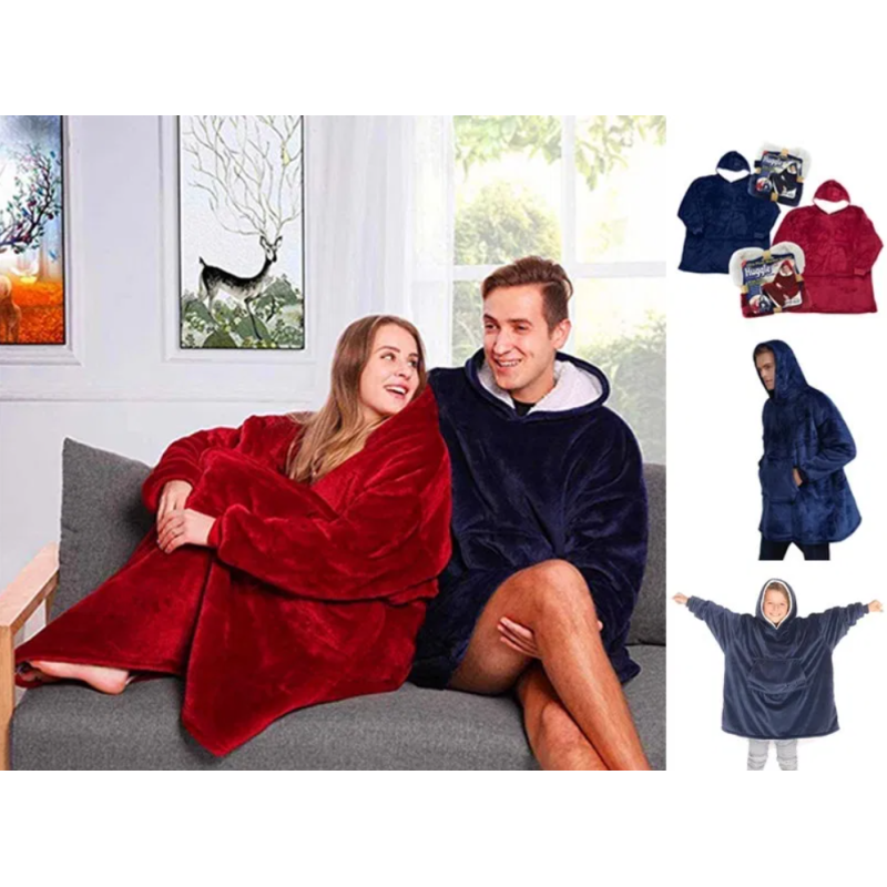Толстовка-плед Huggle Hoodie (бордова) - Надійна якість за розумною ціною