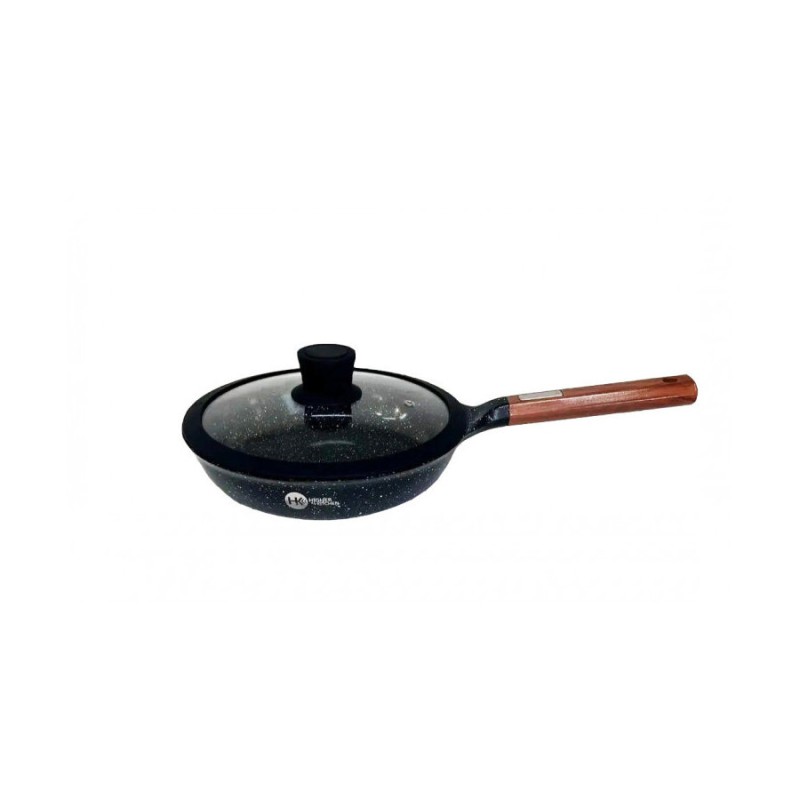Сковорідка Higher Kitchen НК-318 з кришкою (24 см, гранітне антипригарне покриття) - Функціональність без переплат