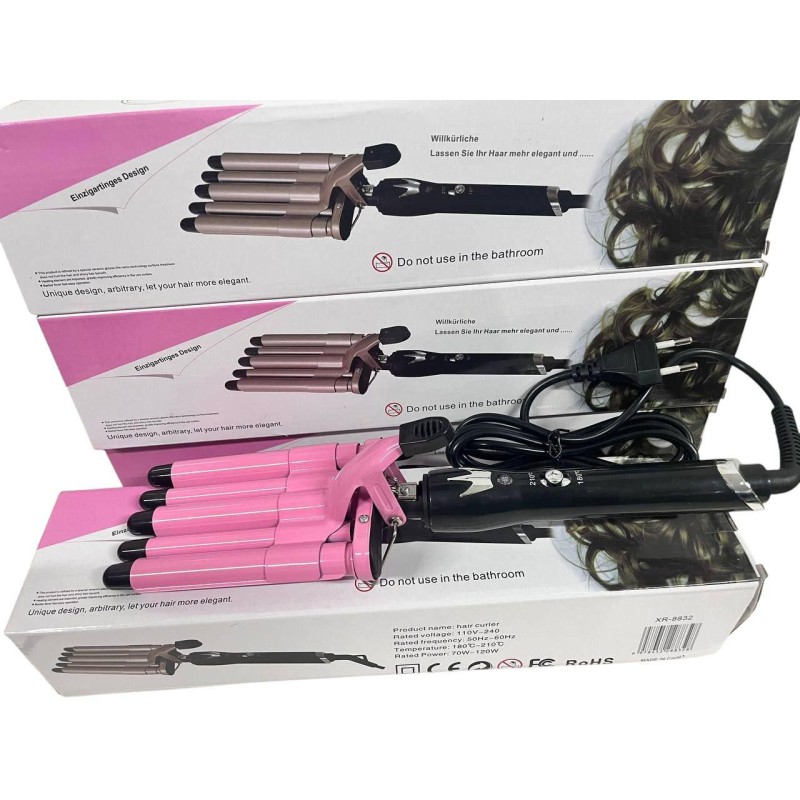 Плойка на п’ять хвиль Hair Curler KR-8832 (рожевий) - Вигідне рішення для кожного