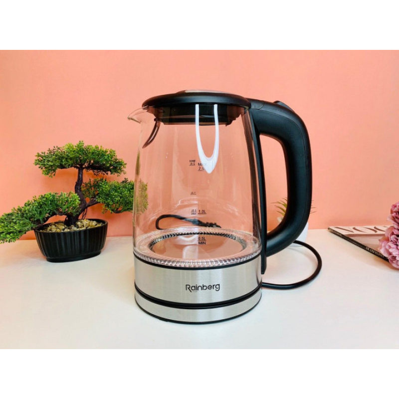 Скляний електрочайник Rainberg RB-703 (2 л, 2200 Вт, LED-підсвітка) - Якість, яку можна собі дозволити