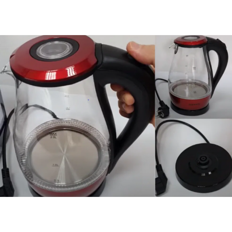 Скляний електрочайник Rainberg RB-914 (2 л, 1850 Вт, LED-підсвітка) - Вигідне рішення для кожного