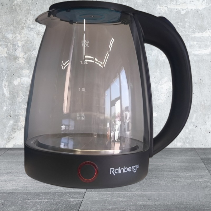 Скляний електрочайник Rainberg RB-2240 (2 л, 2200 Вт, LED-підсвітка) - Доступна ціна — гідна якість
