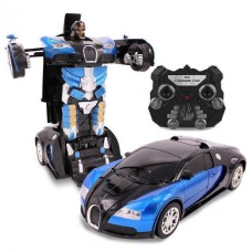 Радіокерована машинка-трансформер Robot Car Bugatti Size12 (синя, масштаб 1:12)