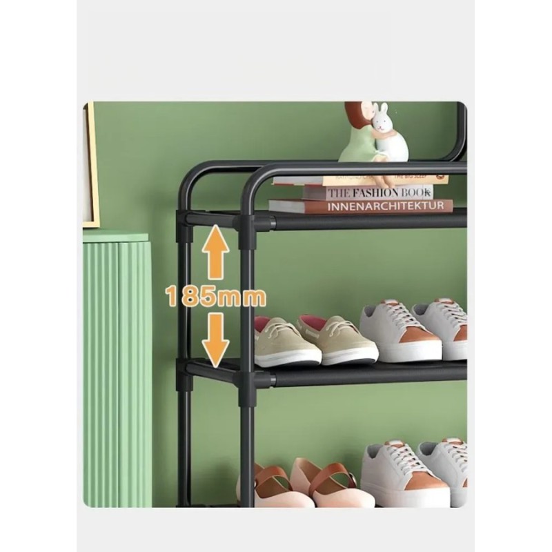 Металевий стелаж для взуття Shoe Rack BLACK (модель 08-02, 60×18,5×78,5 см) - Функціональність без переплат