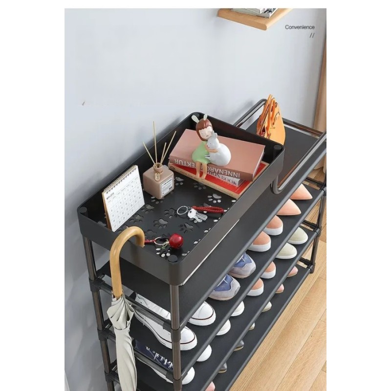 Металевий стелаж для взуття Shoe Rack BLACK (модель 08-02, 60×18,5×78,5 см) - Функціональність без переплат