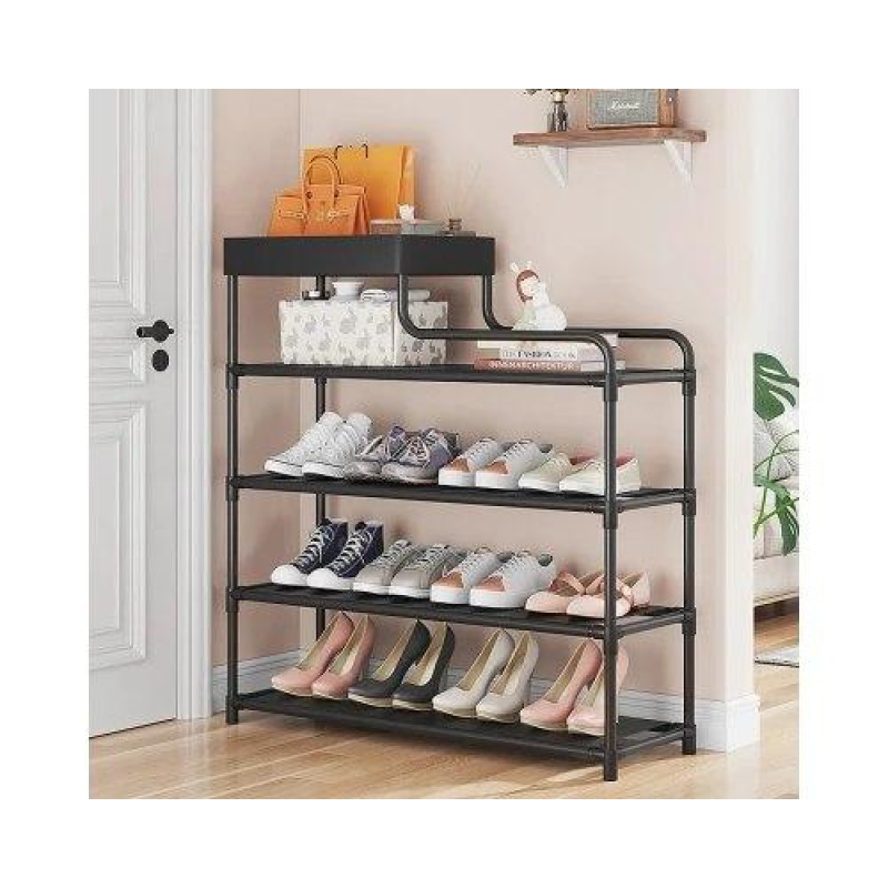 Металевий стелаж для взуття Shoe Rack BLACK (модель 08-02, 60×18,5×78,5 см) - Функціональність без переплат