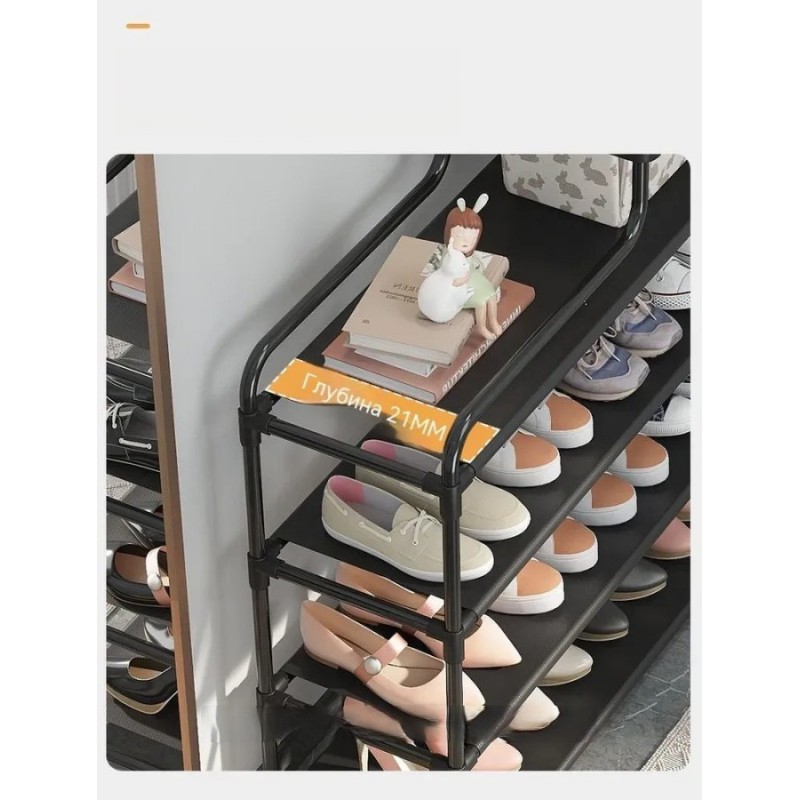 Металевий стелаж для взуття Shoe Rack BLACK (модель 08-02, 60×18,5×78,5 см) - Функціональність без переплат