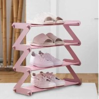 Полка-органайзер для обуви на 4 полки Shoe Rack Amazin (розовая)