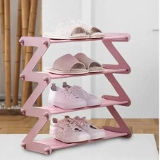 Полка-органайзер для обуви на 4 полки Shoe Rack Amazin (розовая)