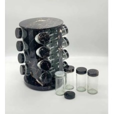 Органайзер для спецій Marble BLACK (набір із 16 баночок)