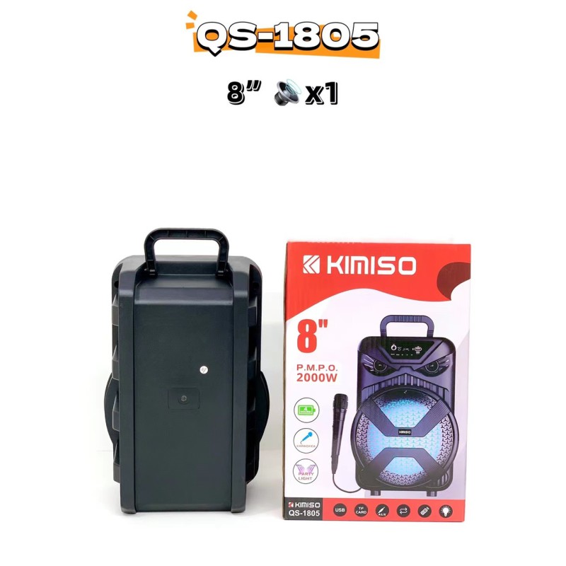 Портативна колонка Kimiso QS-1805 (8", з дротовим мікрофоном) - Те, що потрібно — без зайвих витрат