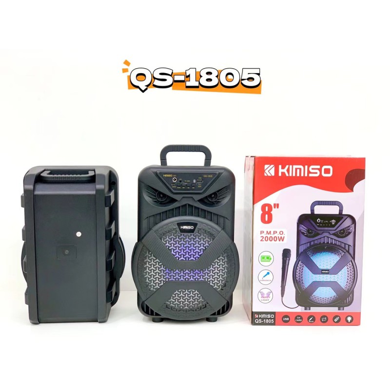 Портативна колонка Kimiso QS-1805 (8", з дротовим мікрофоном) - Те, що потрібно — без зайвих витрат