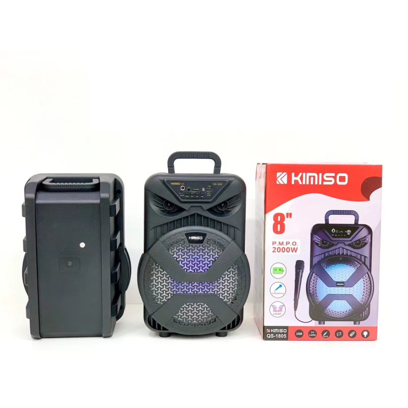 Портативна колонка Kimiso QS-1805 (8", з дротовим мікрофоном) - Те, що потрібно — без зайвих витрат
