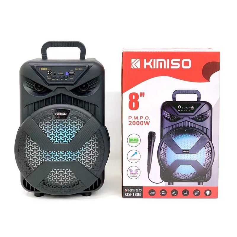 Портативна колонка Kimiso QS-1805 (8", з дротовим мікрофоном) - Те, що потрібно — без зайвих витрат