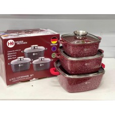 Набір каструль Higher Kitchen HK-302 (червоний, з гранітним антипригарним покриттям)