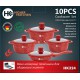 Набір посуду Higher Kitchen НК-324 (10 предметів, червоний, з гранітним антипригарним покриттям) - Доступна ціна — гідна якість