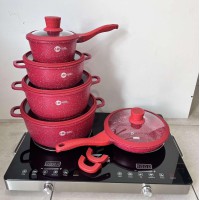 Набір посуду Higher Kitchen НК-316 (12 предметів, червоний, з гранітним антипригарним покриттям)