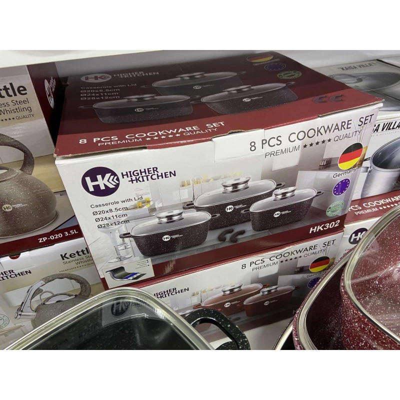 Набір каструль Higher Kitchen HK-302 (чорний, з гранітним антипригарним покриттям) - Вдале співвідношення ціни та функцій