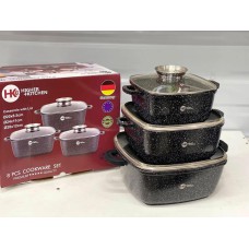 Набір каструль Higher Kitchen HK-302 (чорний, з гранітним антипригарним покриттям)