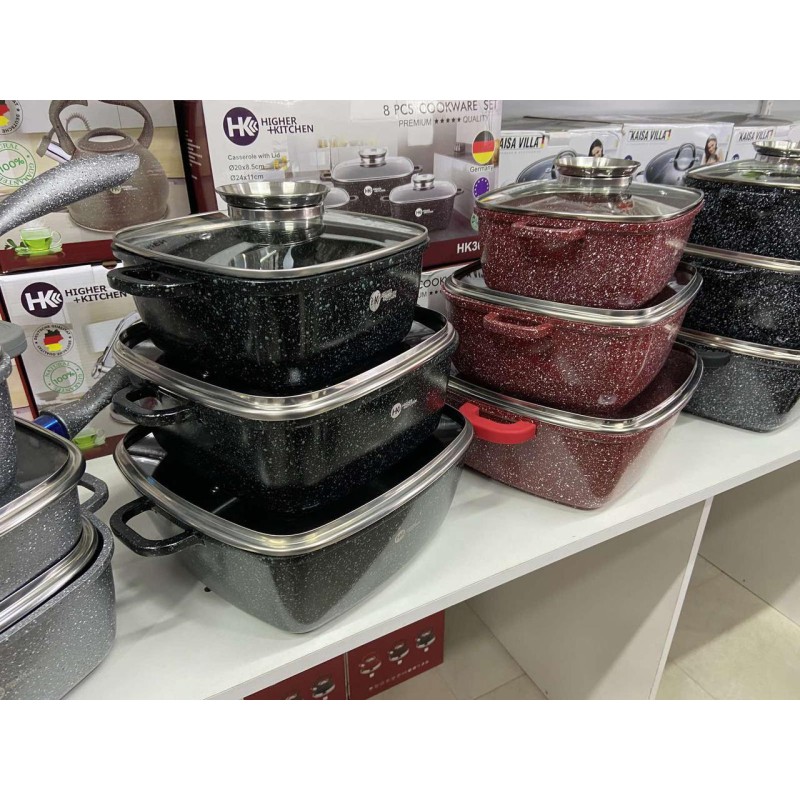 Набір каструль Higher Kitchen HK-302 (чорний, з гранітним антипригарним покриттям) - Вдале співвідношення ціни та функцій
